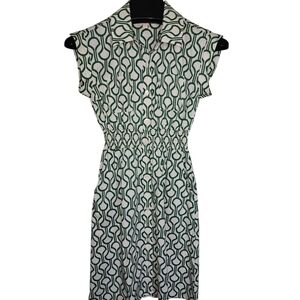 Monteau Green and White Geometric Midi Dress